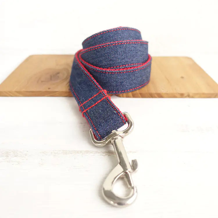 Personalized Blue Denim Dog Leash - Innovative Pet Gear
