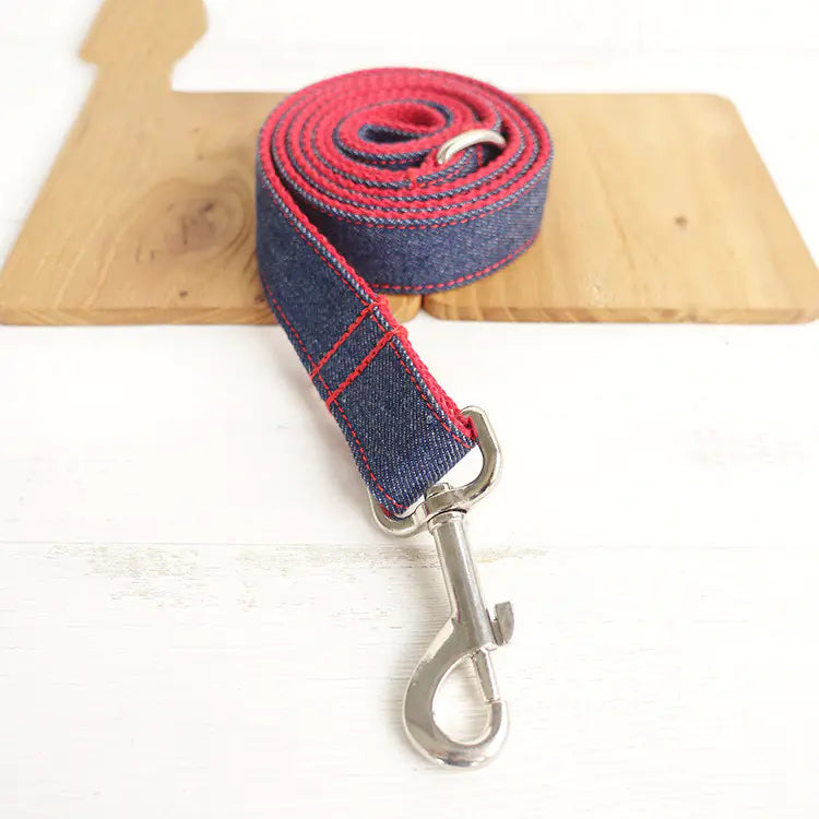Personalized Blue Denim Dog Leash - Innovative Pet Gear