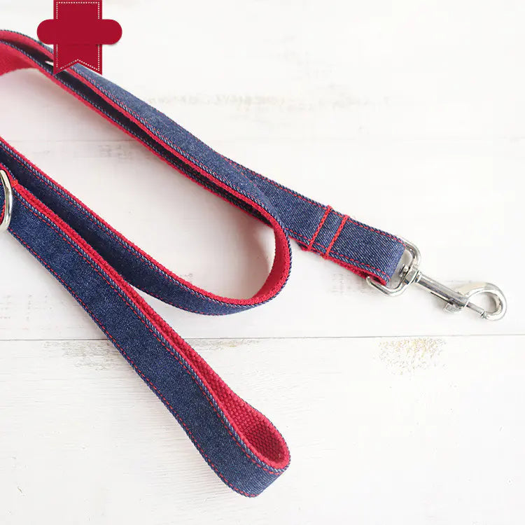 Personalized Blue Denim Dog Leash - Innovative Pet Gear